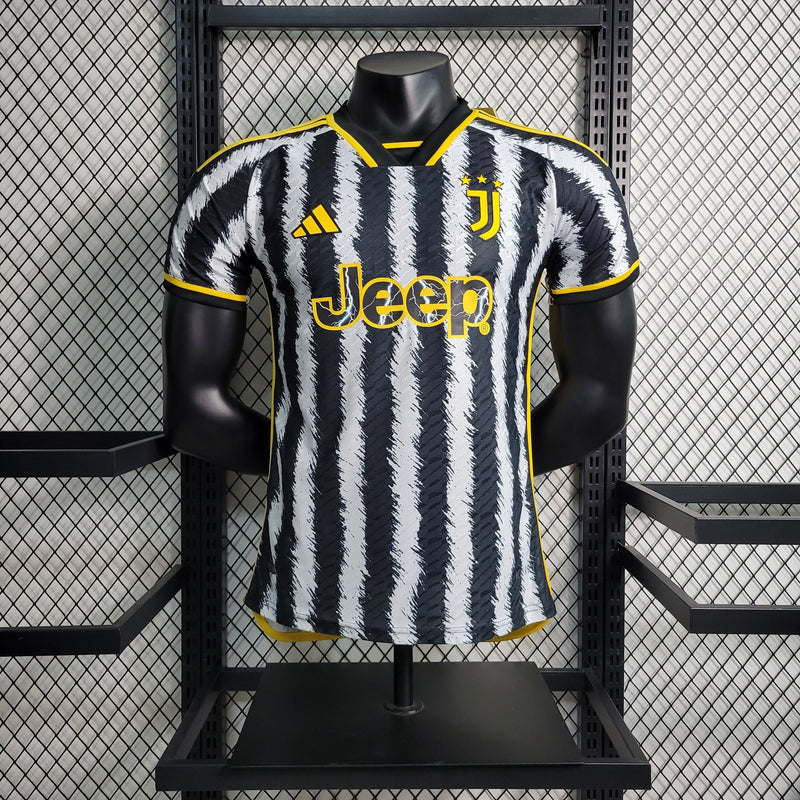 CAMISA VERSÃO PLAYER DA JUVENTUS 23/24 - BRANCA PRETA E AMARELA
